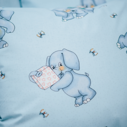 Laste voodipesu sinine elevantidega